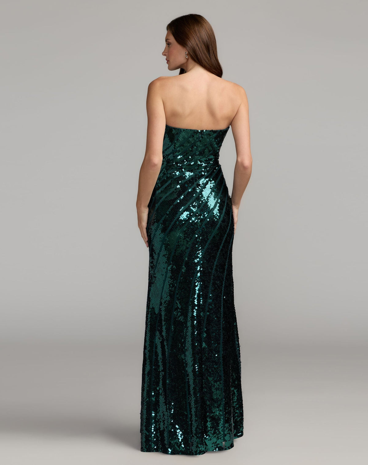 Mac Duggal Emerald Green Strapless Sequin Trumpet Gown
