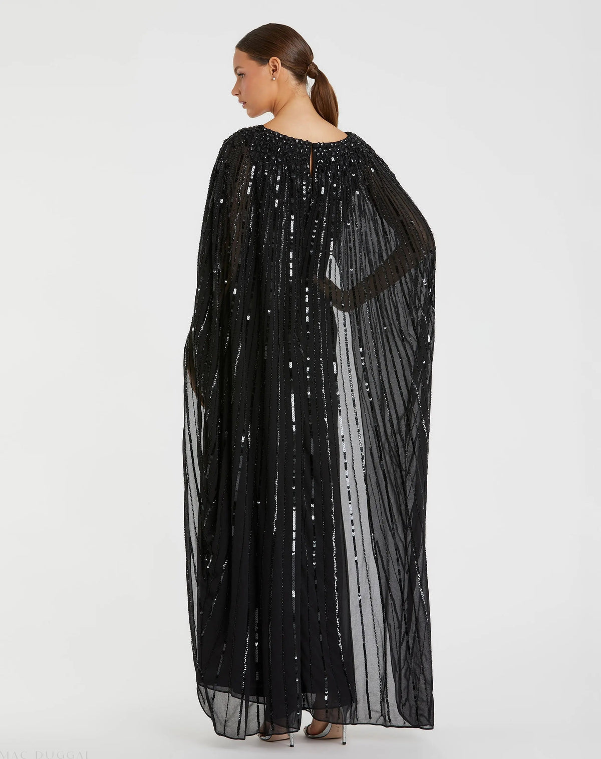 Mac Duggal Embellished Column Cape Dress