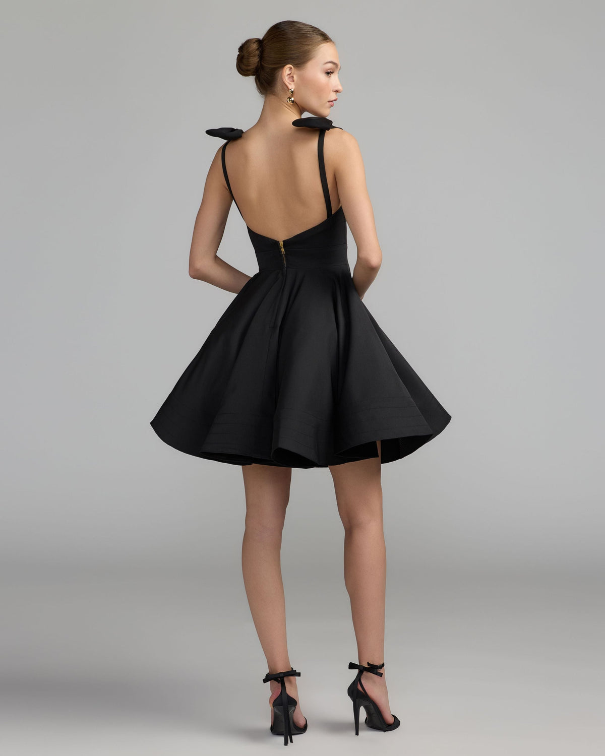 Mac Duggal Black Bow Shoulder Mini Dress