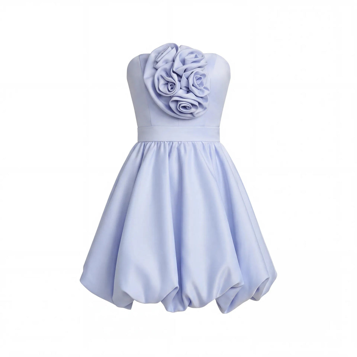 Mac Duggal Blue Strapless Bubble Hem Mini Dress