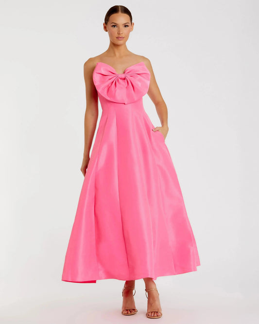 Mac Duggal Strapless Ballgown with Bow Detail Dress