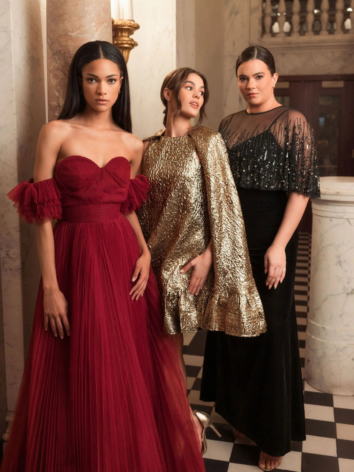 Mac Duggal Black Velvet Trumpet Gown With Embellished Cape (Plus)