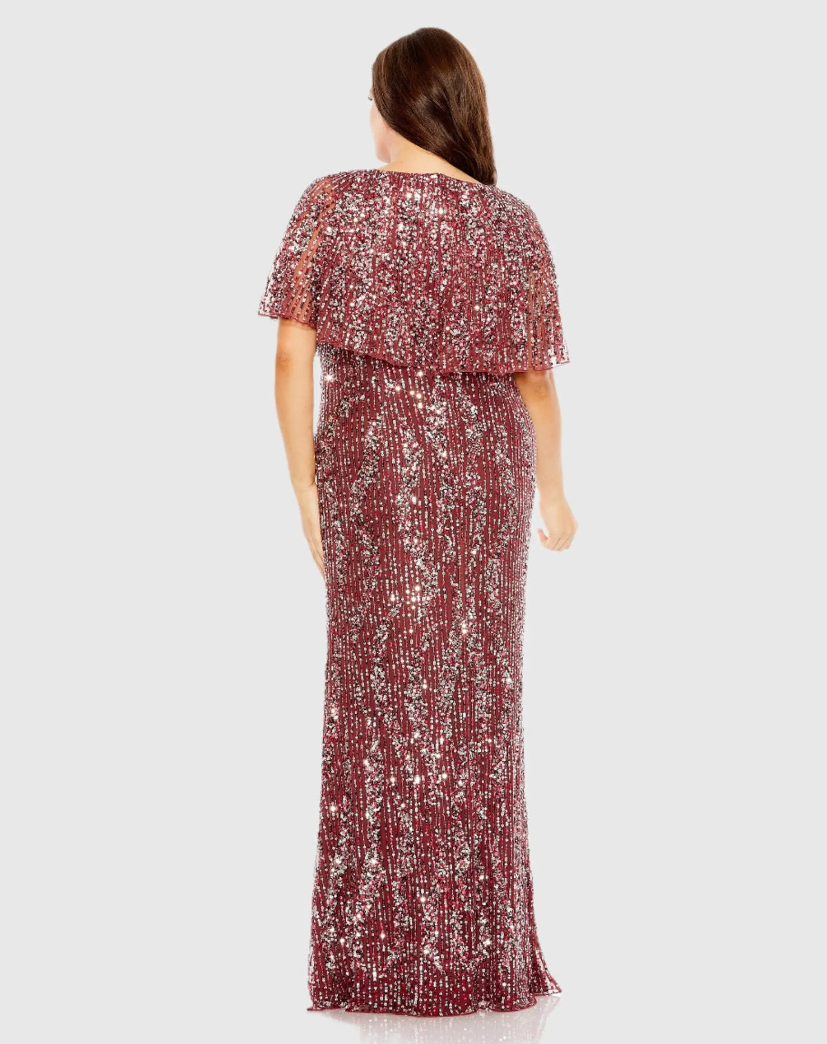 Mac Duggal High Neck Column Dress with Cape