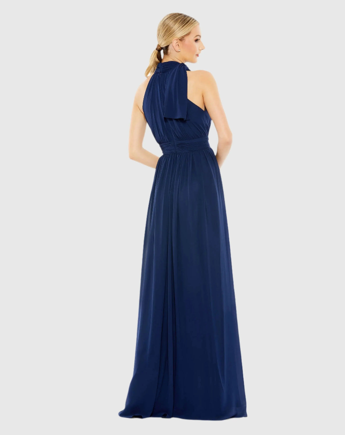 Mac Duggal Navy High Neck Chiffon Gown Duggal