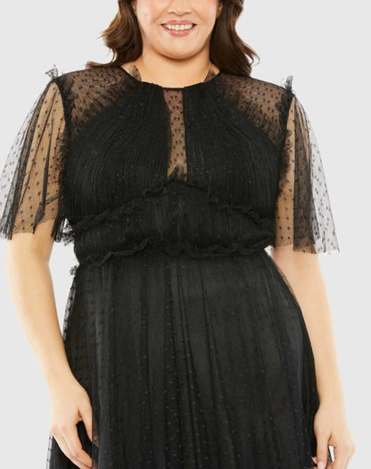 Mac Duggal High Neck Tulle Polka Dot Detail Dress Duggal
