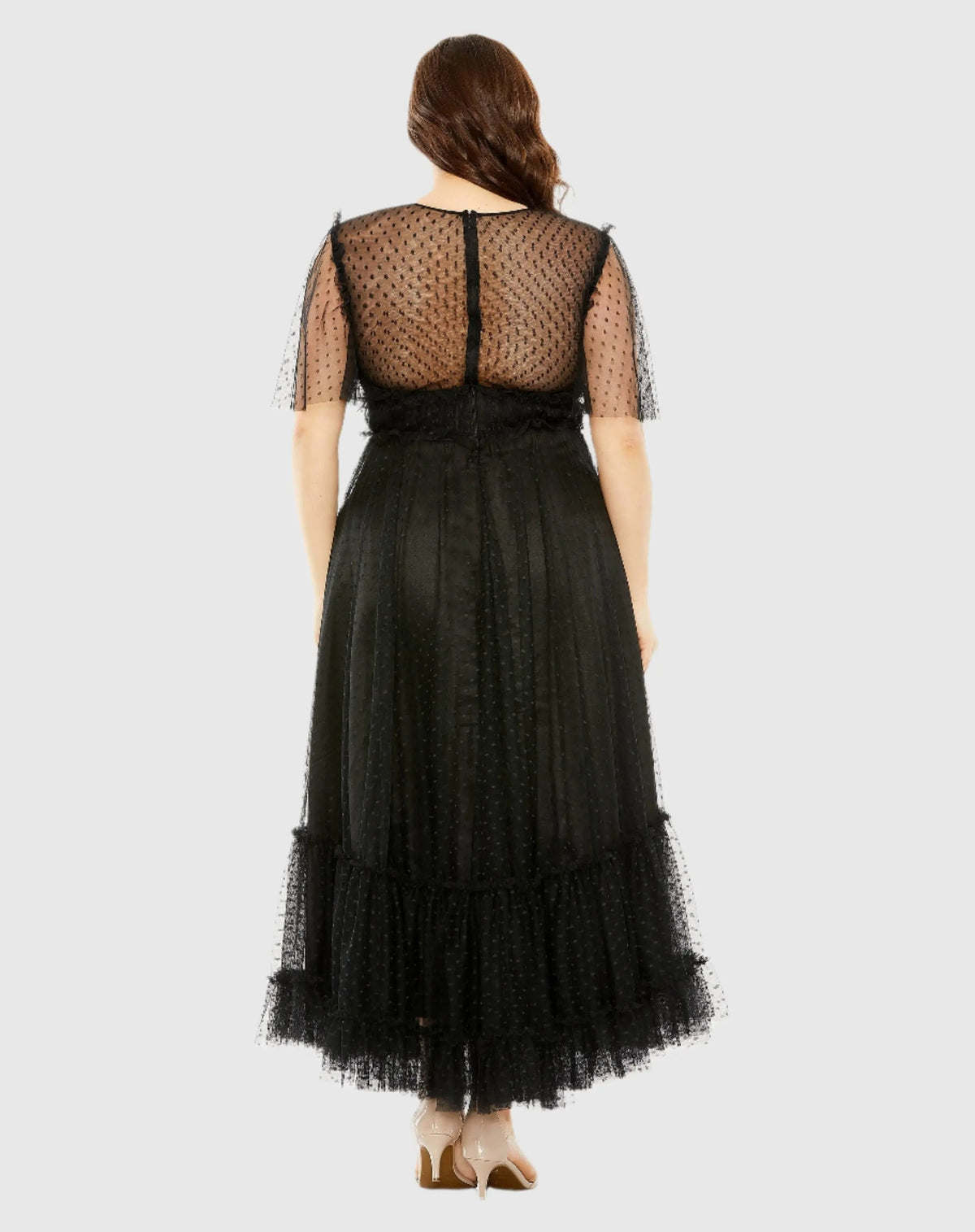 Mac Duggal High Neck Tulle Polka Dot Detail Dress Duggal