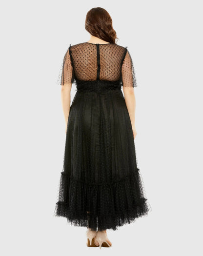 Mac Duggal High Neck Tulle Polka Dot Detail Dress Duggal
