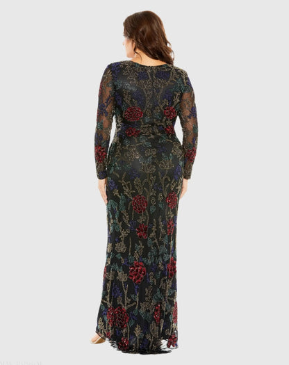 Mac Duggal High Neck Beaded Embellished Gown Duggal