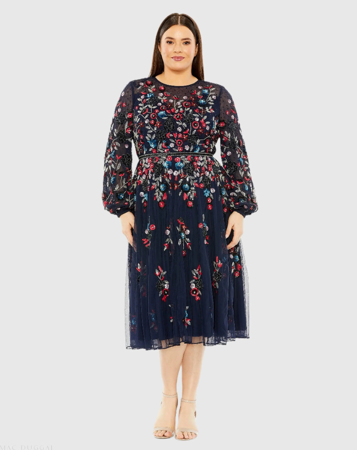 Mac Duggal Long Sleeve Beaded Cocktail Dress Duggal