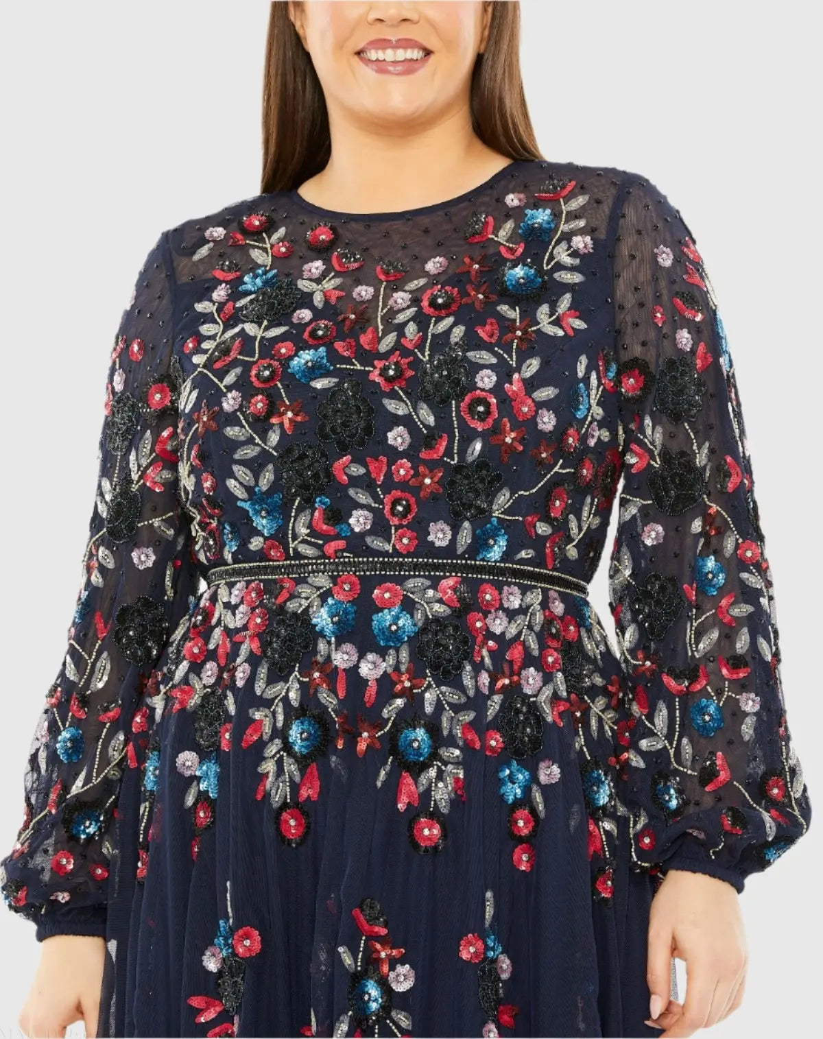 Mac Duggal Long Sleeve Beaded Cocktail Dress Duggal