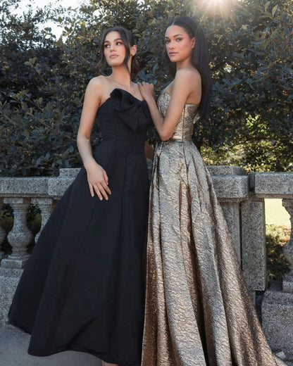 Mac Duggal Gold One Shoulder Metallic Ball Gown