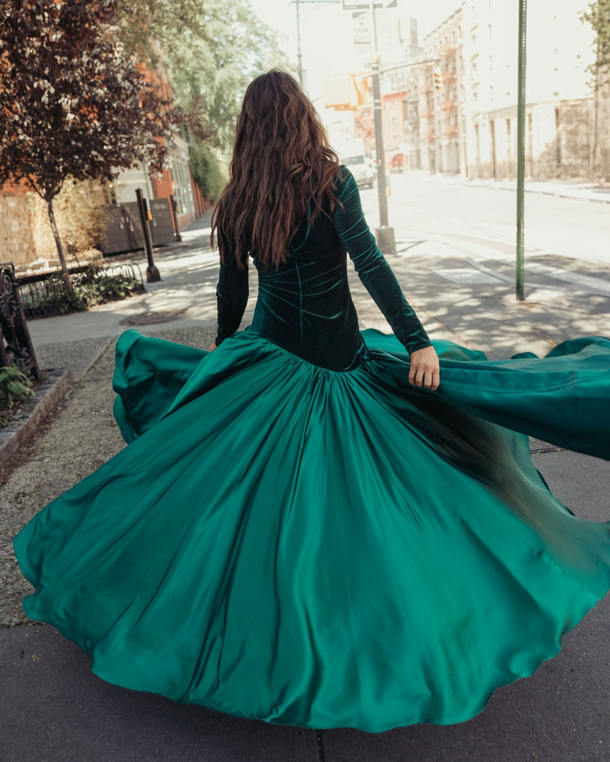 Mac Duggal Velvet Long Sleeve Mock Neck Charmeuse Skirt Gown Duggal
