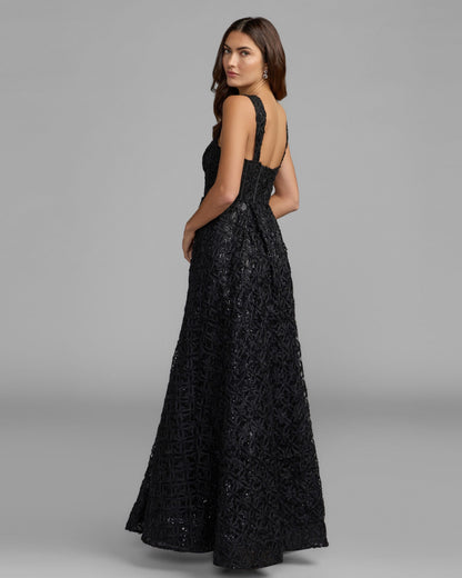 Mac Duggal Black Embellished Corset A Line Gown