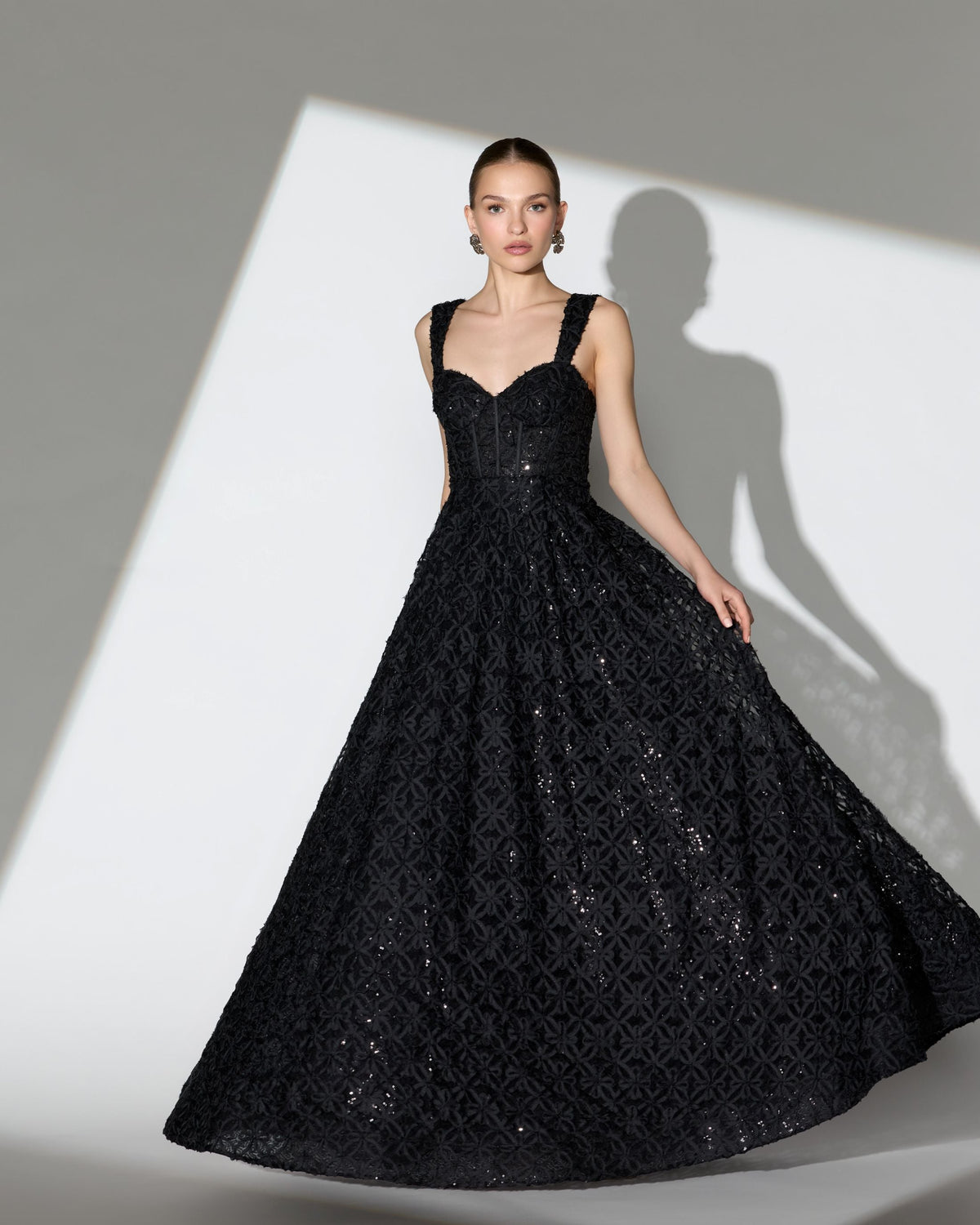 Mac Duggal Black Embellished Corset A Line Gown