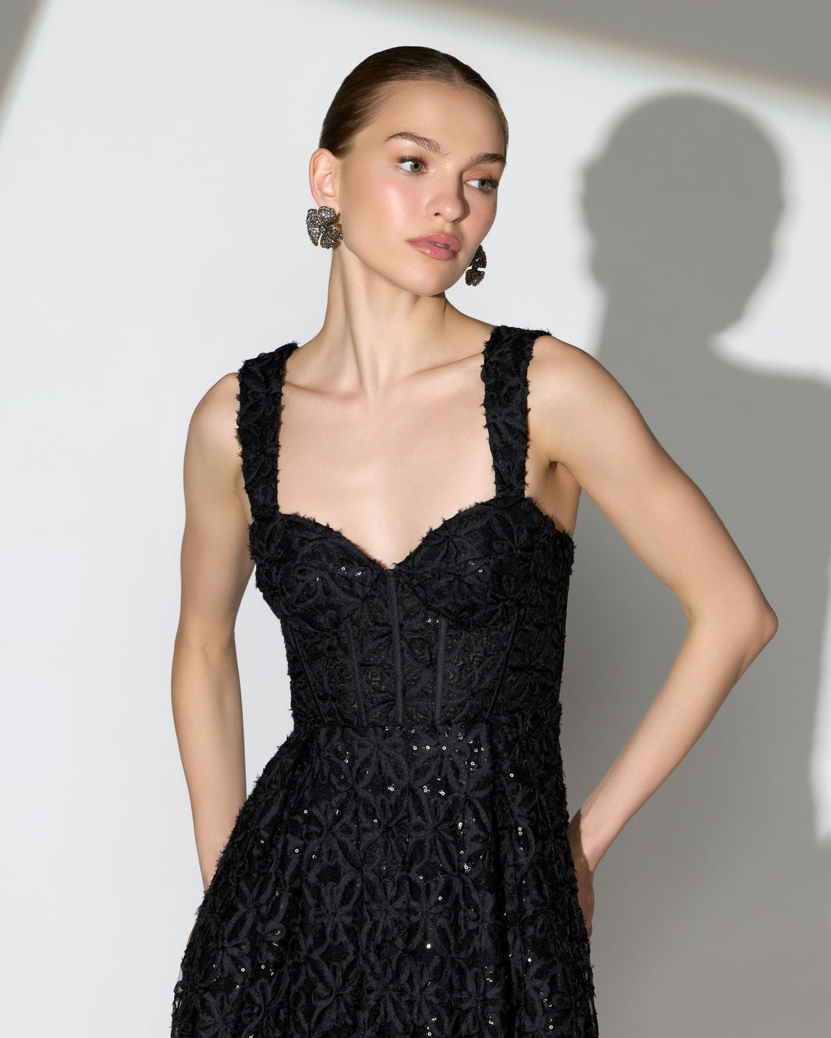 Mac Duggal Black Embellished Corset A Line Gown