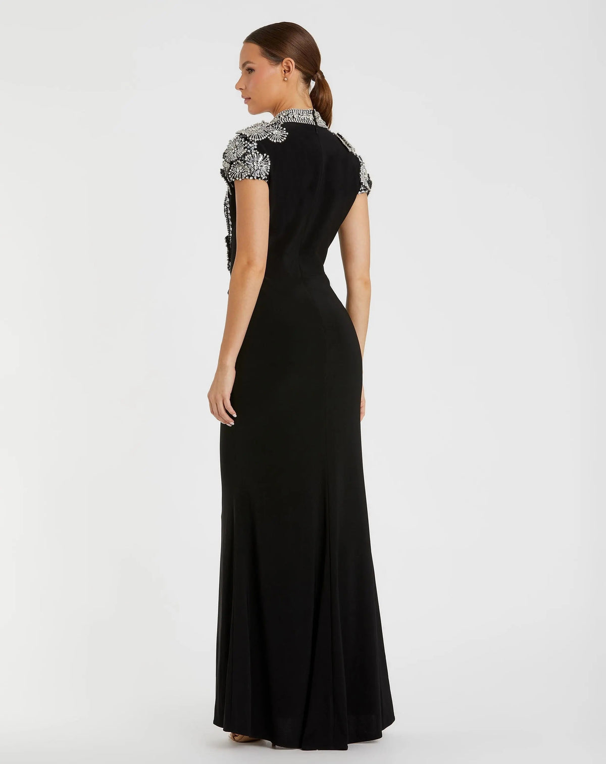 Mac Duggal Black High Neck Embellished Column Gown Duggal