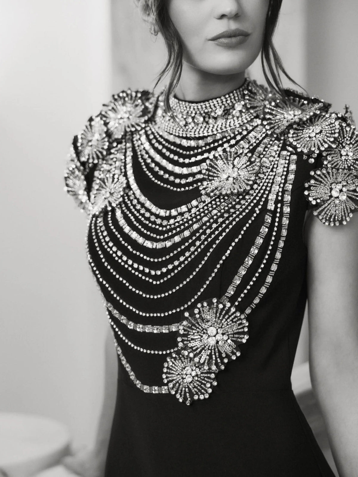 Mac Duggal Black High Neck Embellished Column Gown Duggal