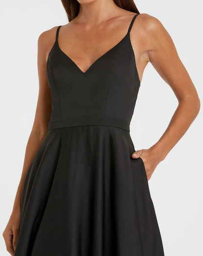 Mac Duggal Black Classic A-Line V-Neck Ball Gown