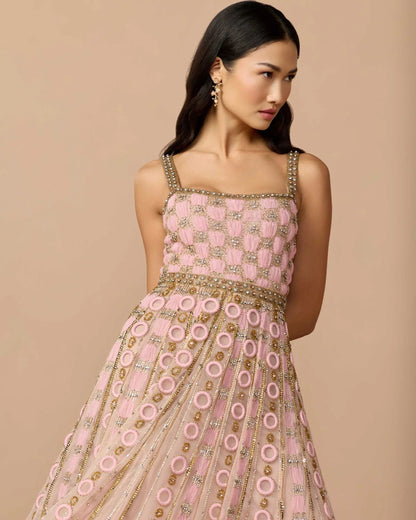 Mac Duggal Pink Sleeveless Embellished A-line Gown