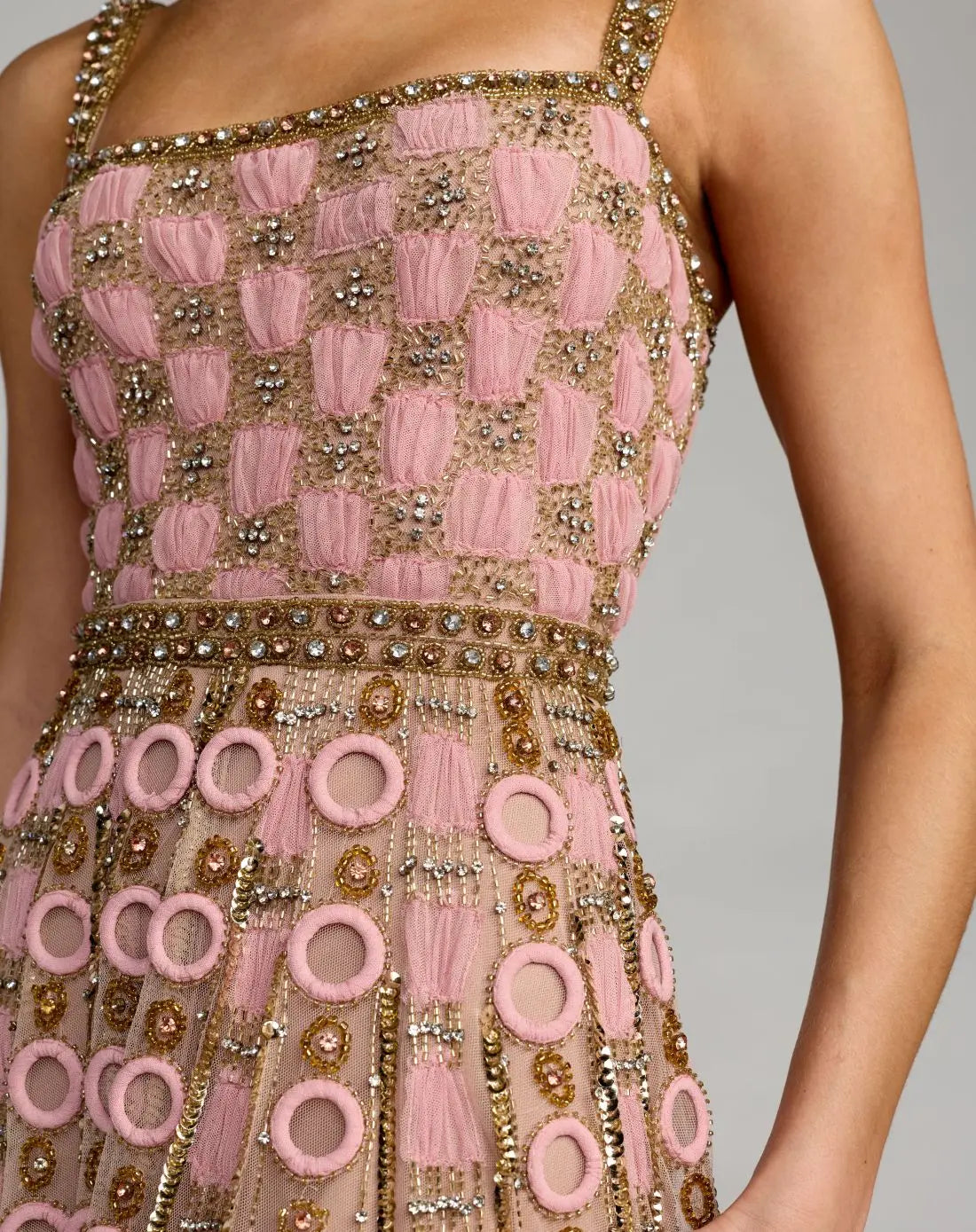 Mac Duggal Pink Sleeveless Embellished A-line Gown