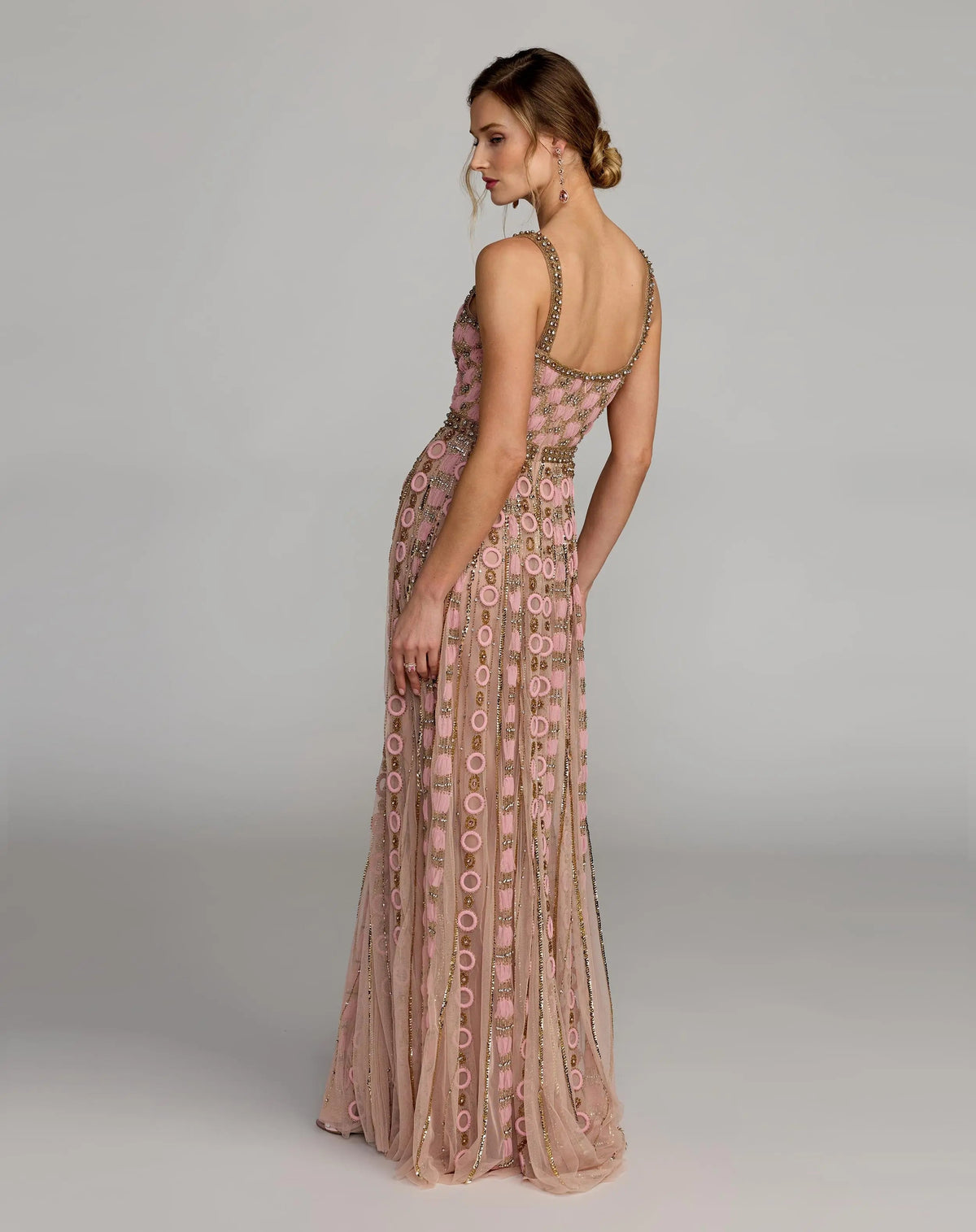 Mac Duggal Pink Sleeveless Embellished A-line Gown