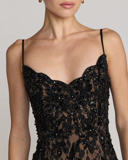 Mac Duggal Black Embellished Lace Sleeveless Gown
