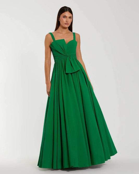 Mac Duggal Green Sleeveless Corset Ballgown with Bow
