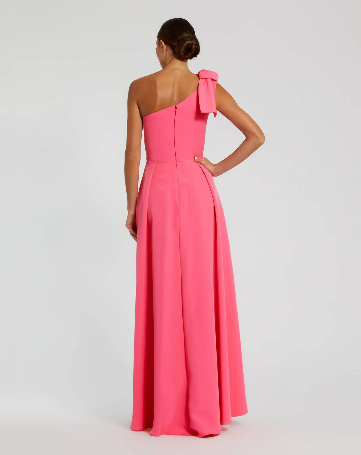 Mac Duggal Pink Bow One Shoulder Sleeveless A-Line Gown