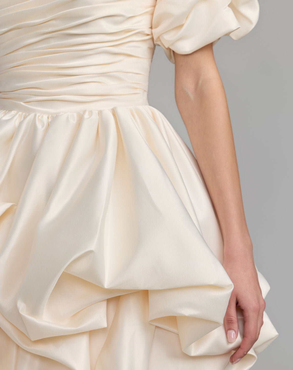 Mac Duggal Ivory One Sleeve Bubble Hem Mini Dress | Mac Duggl