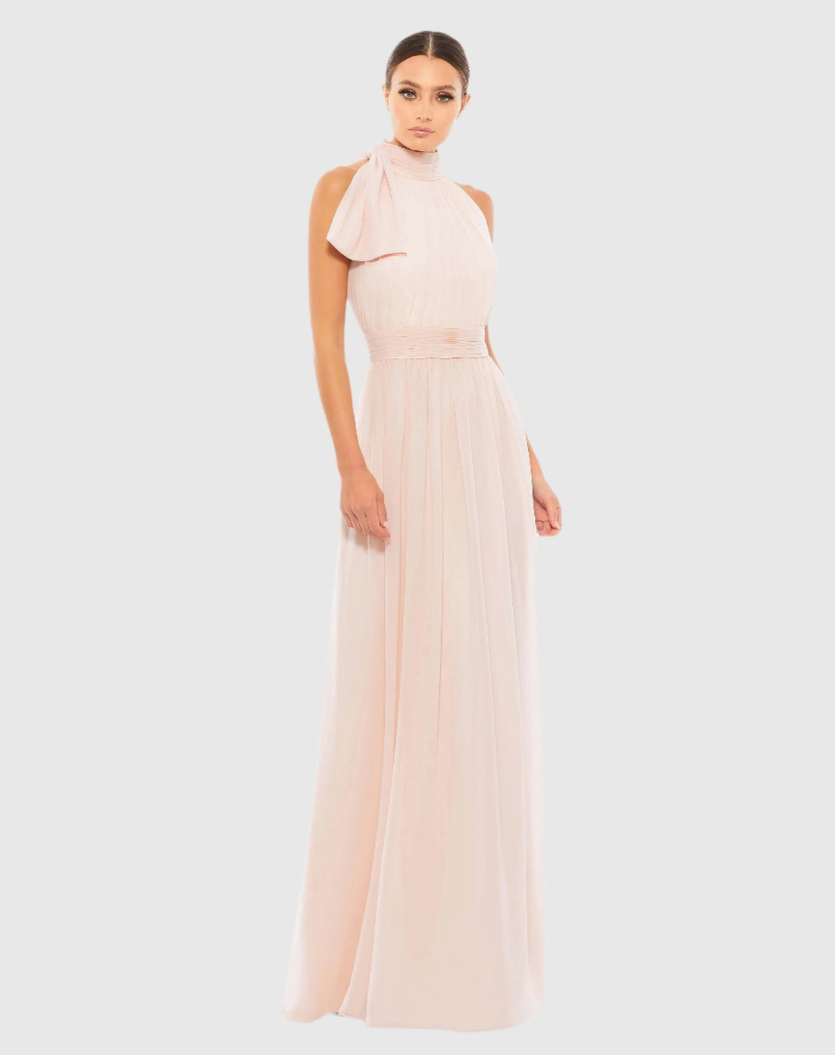 Mac Duggal Pink High Neck Chiffon Gown