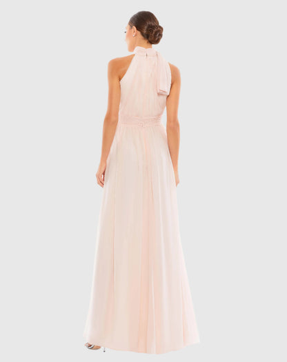 Mac Duggal Pink High Neck Chiffon Gown