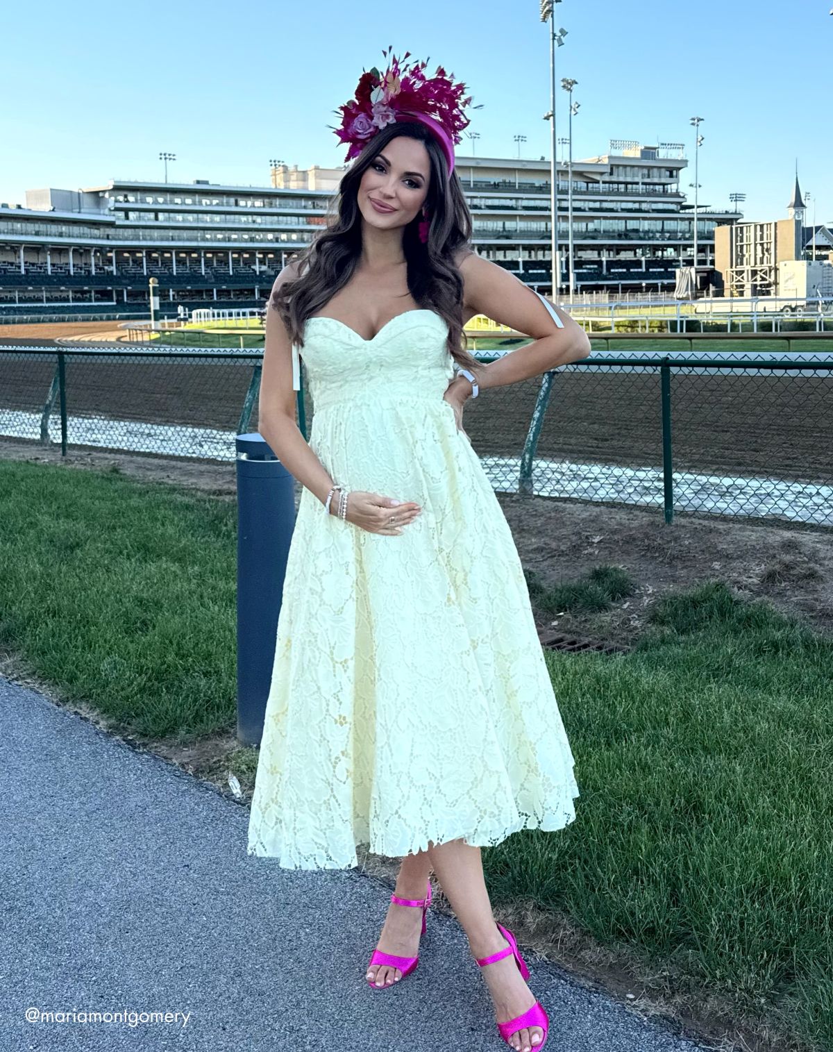 Mac Duggal Yellow Lace Bow Strap Midi Dress