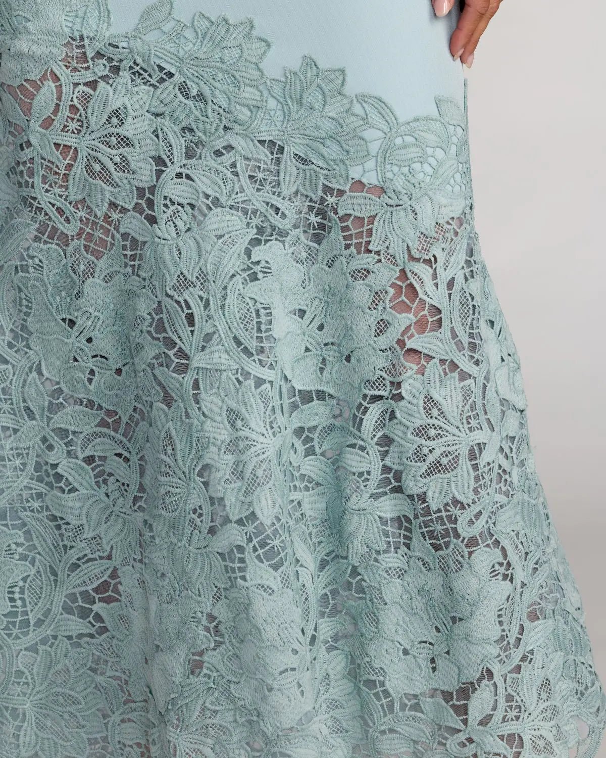 Mac Duggal Blue Embroidered Hem Sleeveless Midi Dress with Bow