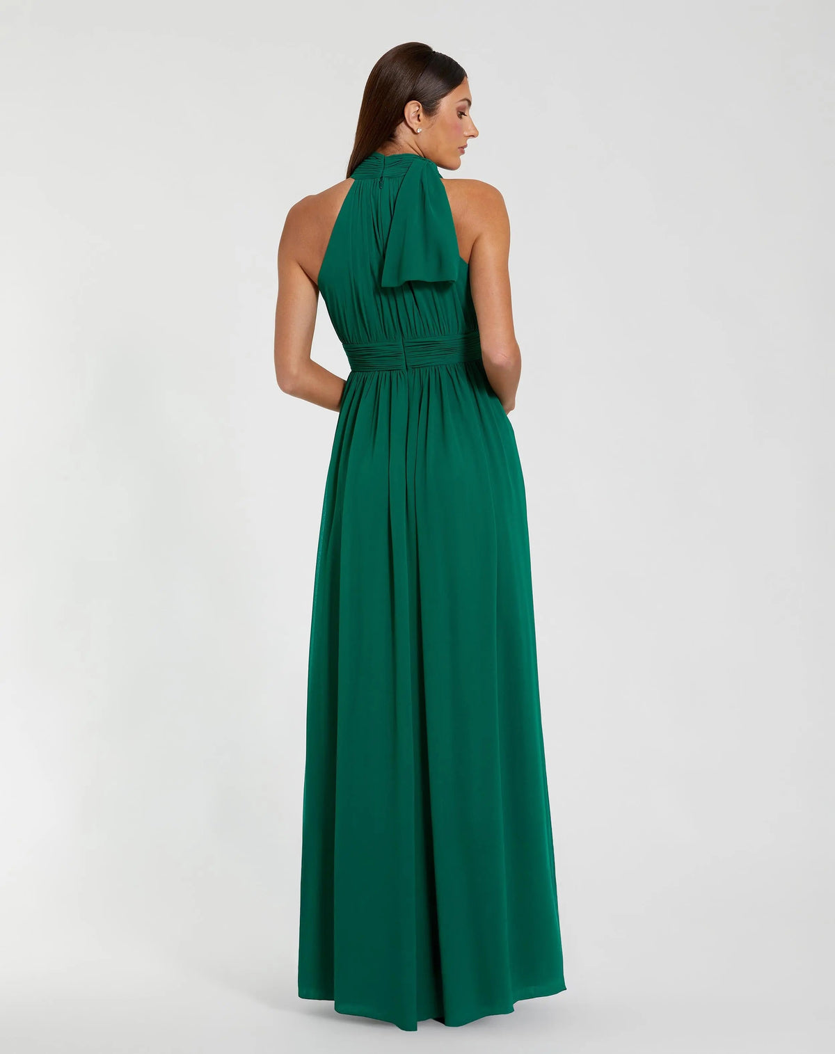 Mac Duggal Green High Neck Chiffon Gown