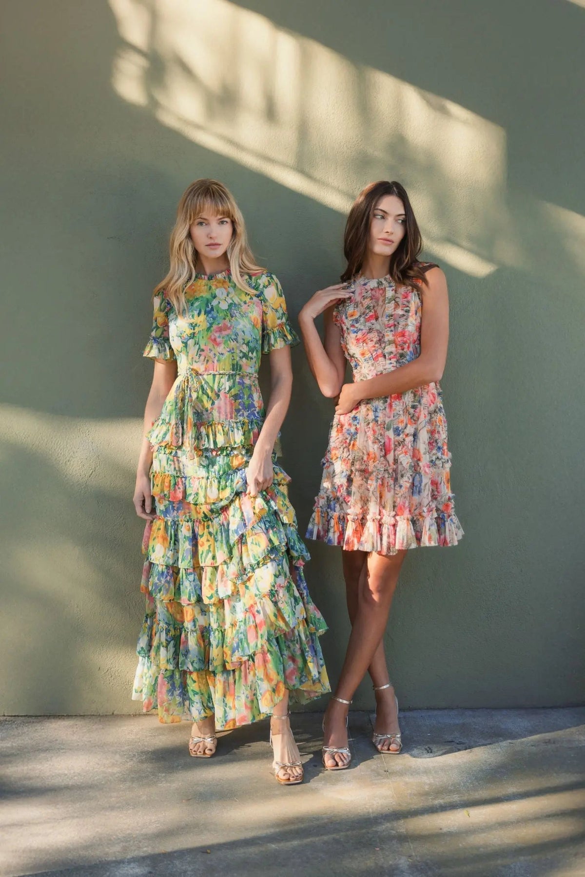 Mac Duggal Multicolor Micro Ruffle Floral A-Line Mini Dress