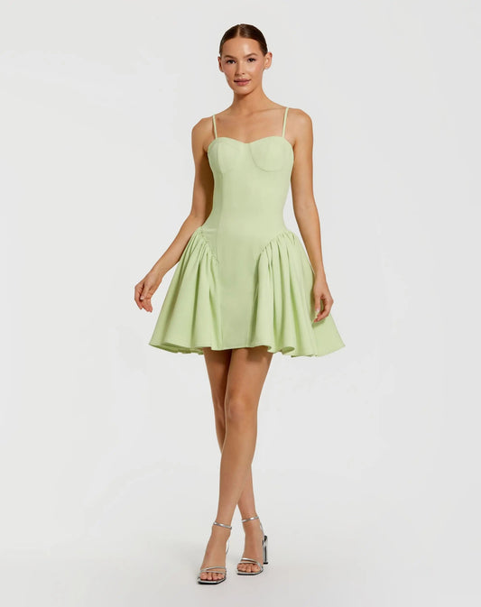 Mac Duggal Green Sweetheart Neck Spaghetti Strap Mini Dress