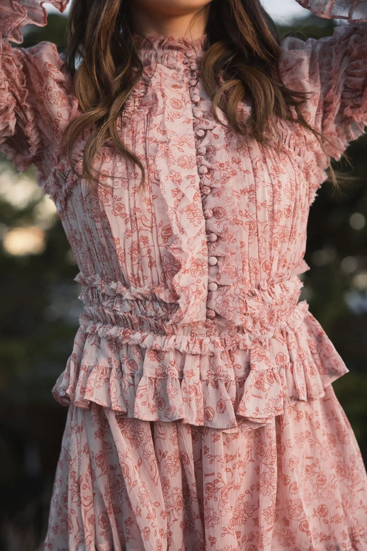 Mac Duggal Pink Long Sleeve Mock Neck Ruffle Mini Dress