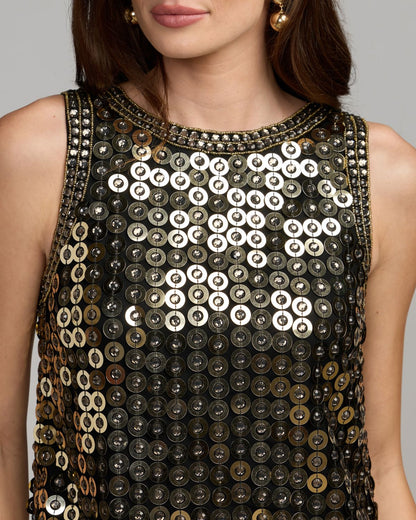 Mac Duggal Black Metallic Embellished Mini Dress