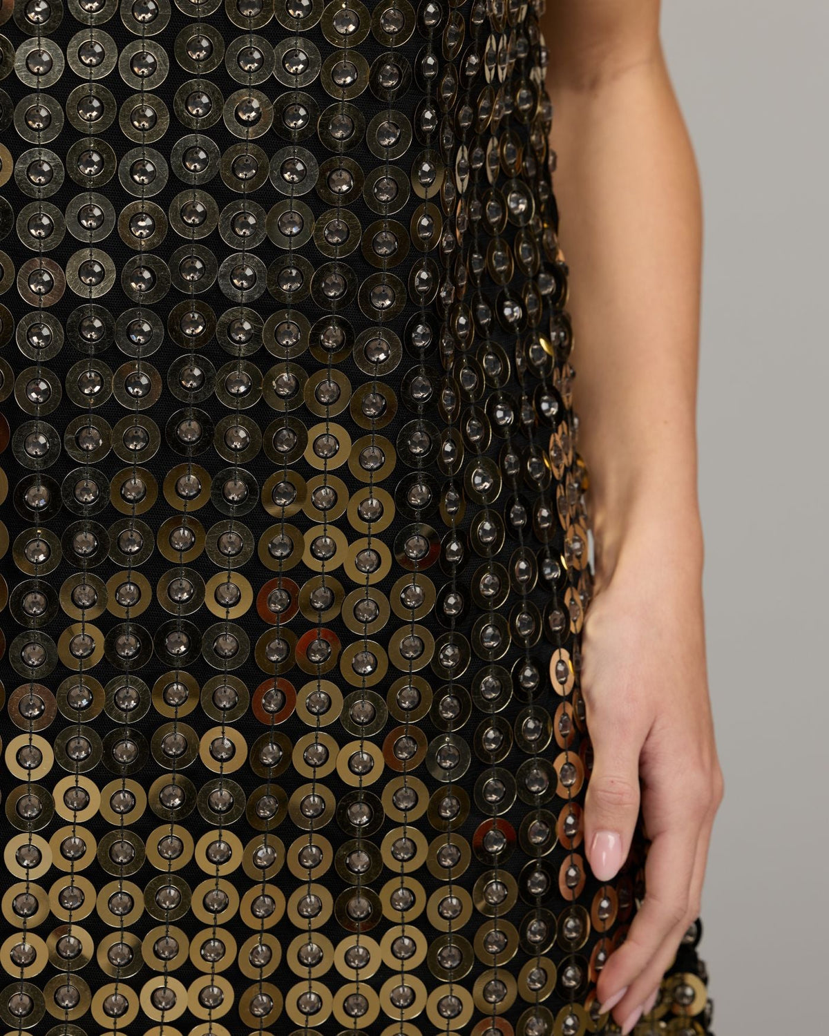 Mac Duggal Black Metallic Embellished Mini Dress