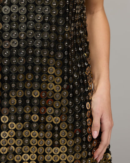 Mac Duggal Black Metallic Embellished Mini Dress