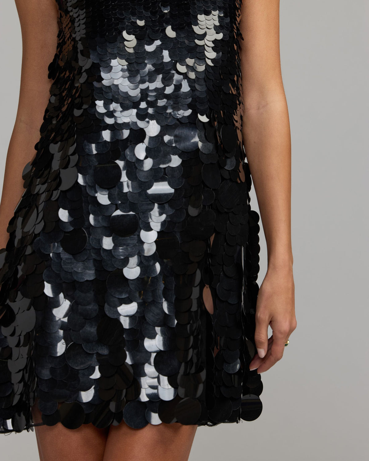 Mac Duggal Black Paillette Sequin Sleeveless Mini Dress