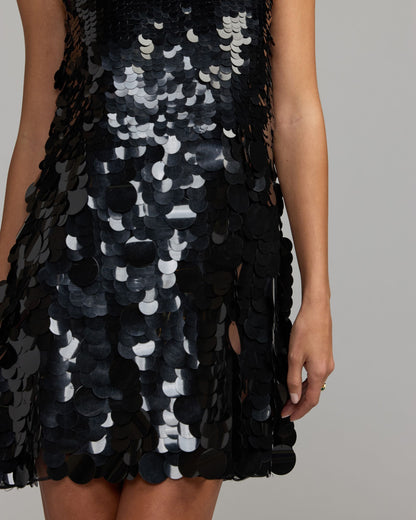 Mac Duggal Black Paillette Sequin Sleeveless Mini Dress