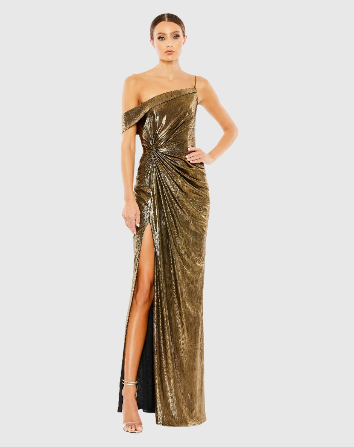 Mac Duggal Metallic Off The Shoulder Gown Duggal