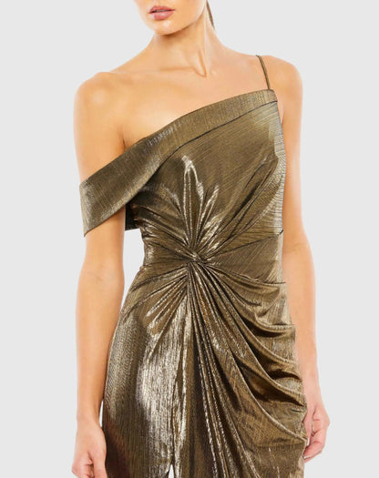 Mac Duggal Metallic Off The Shoulder Gown Duggal