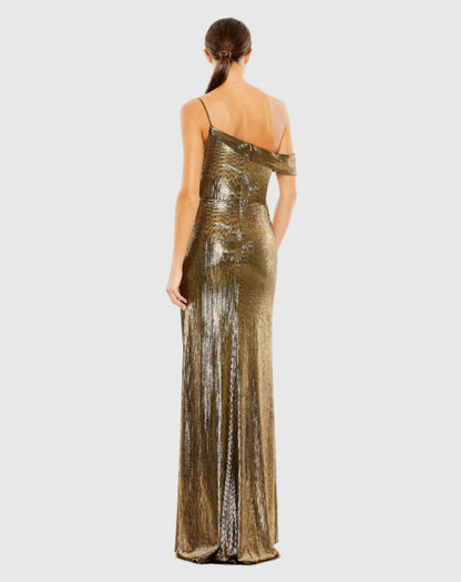 Mac Duggal Metallic Off The Shoulder Gown Duggal