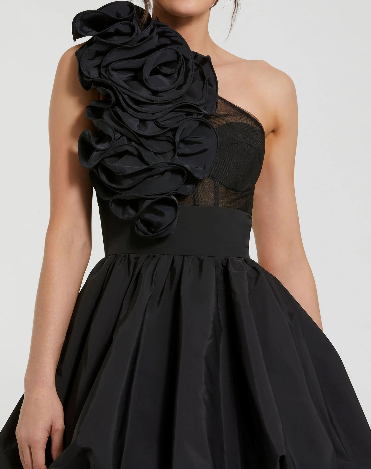 Mac Duggal Taffeta One Shoulder Ruffle Bubble Mini Dress Duggal