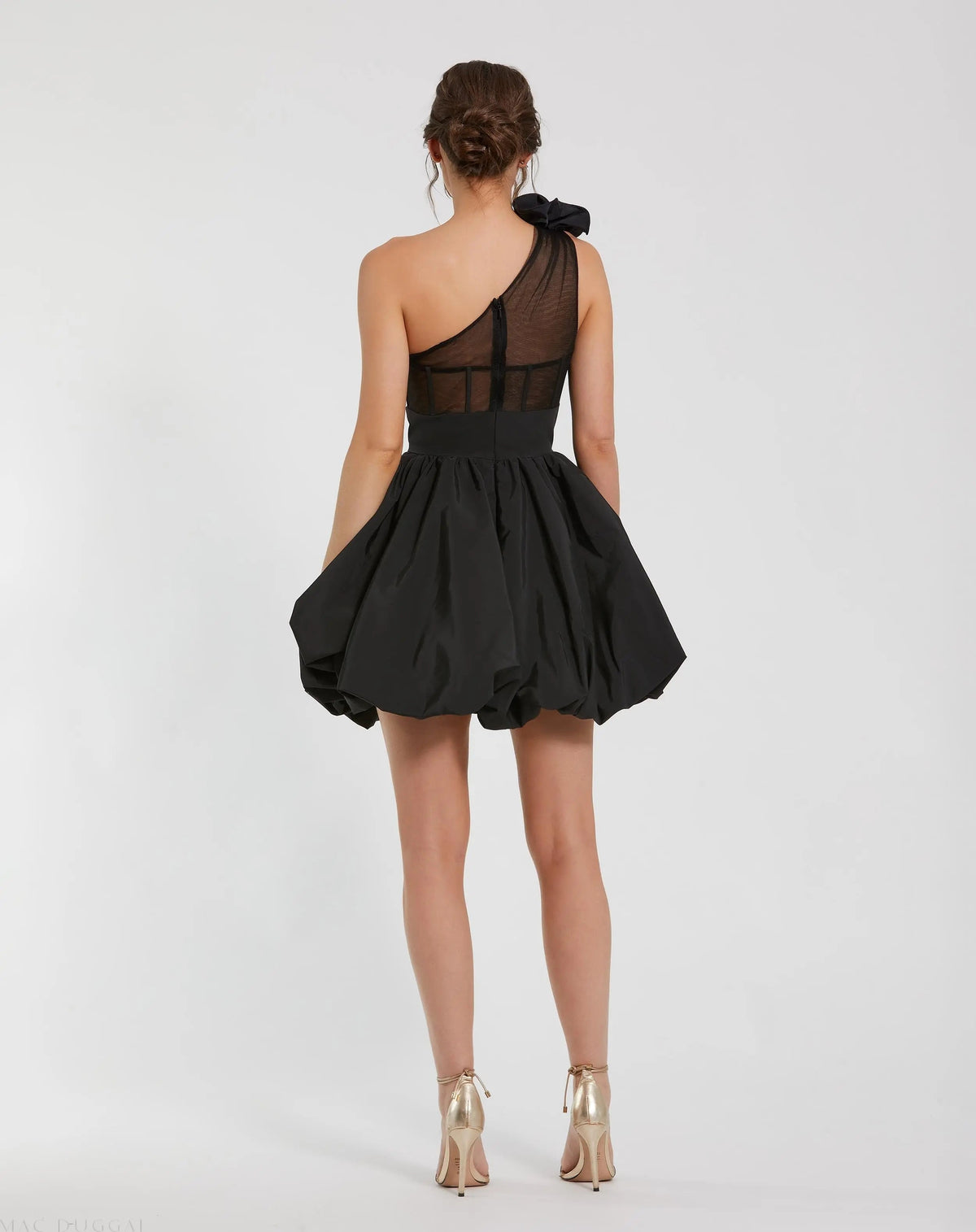 Mac Duggal Taffeta One Shoulder Ruffle Bubble Mini Dress Duggal