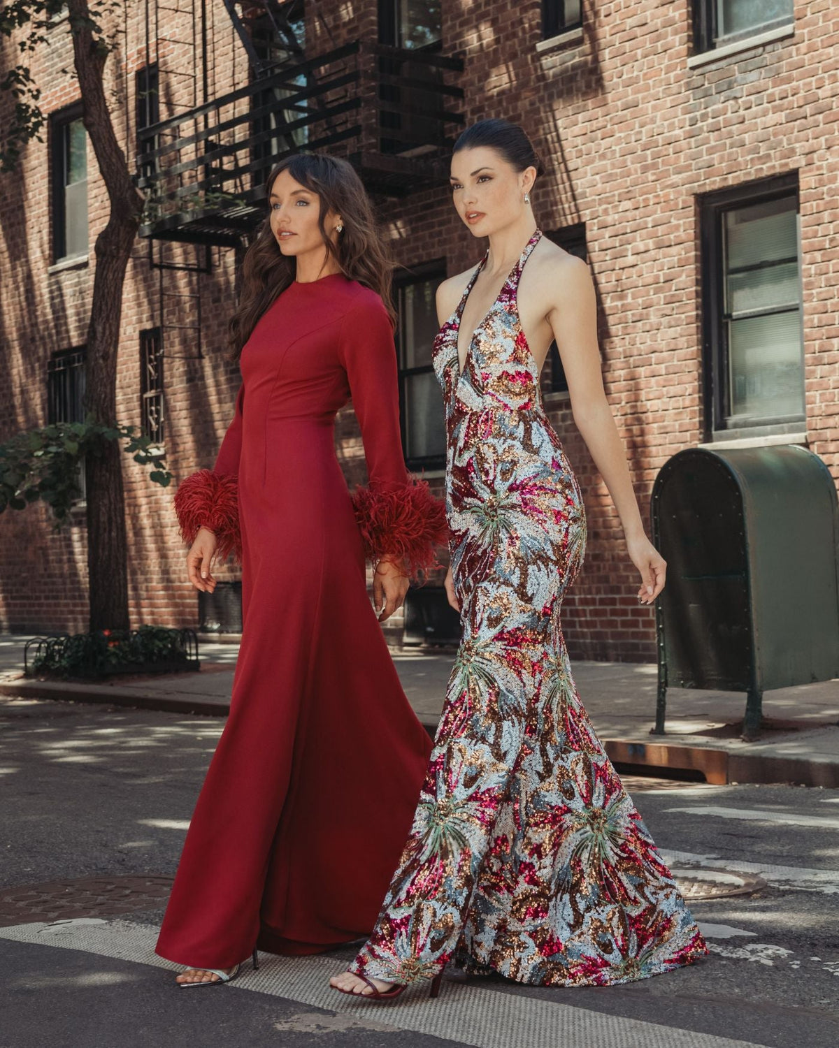 Mac Duggal Multicolor Floral Sequin Sleeveless Open Back Gown