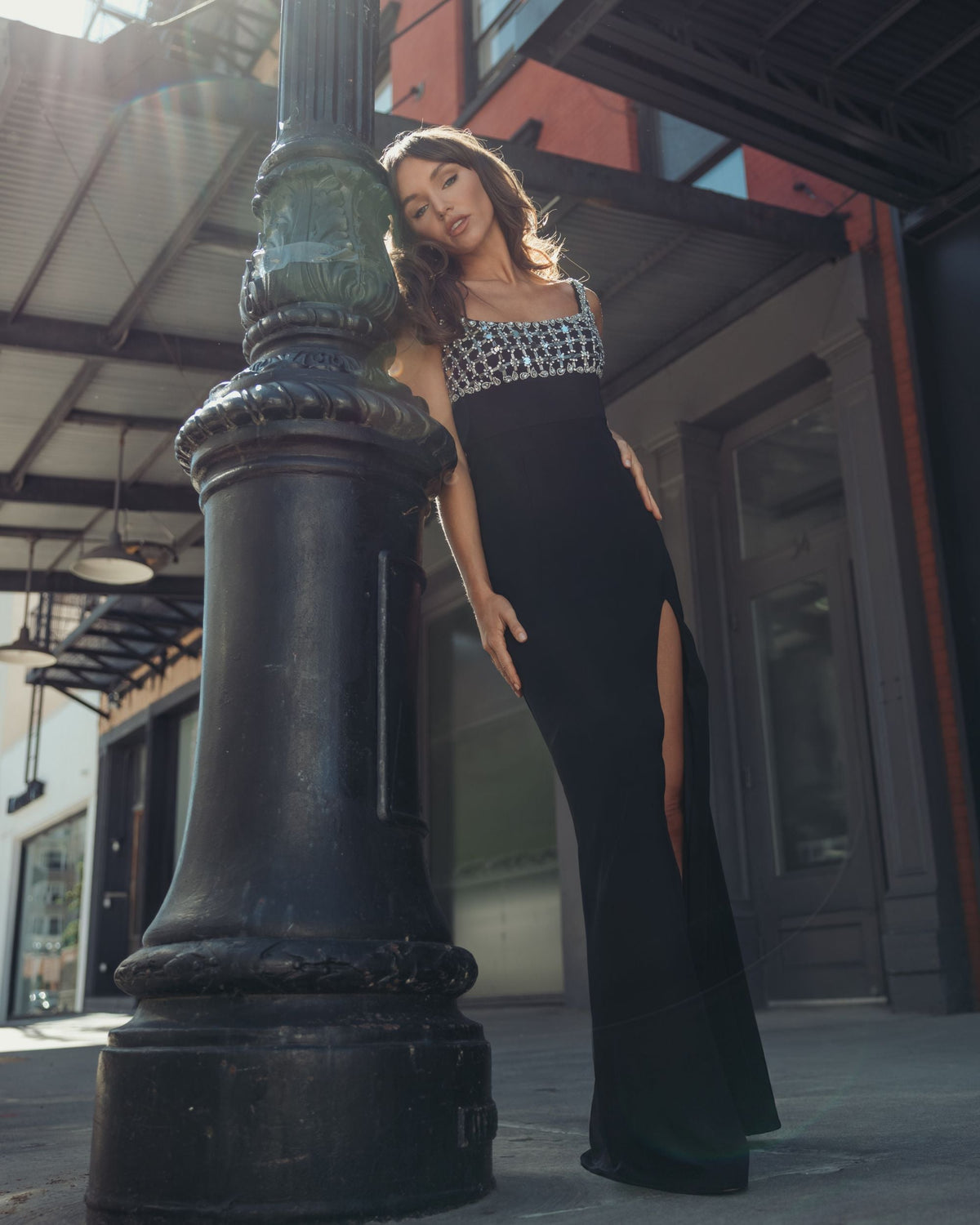 Mac Duggal Black Sleeveless Crepe Gown With Embellished Bodice