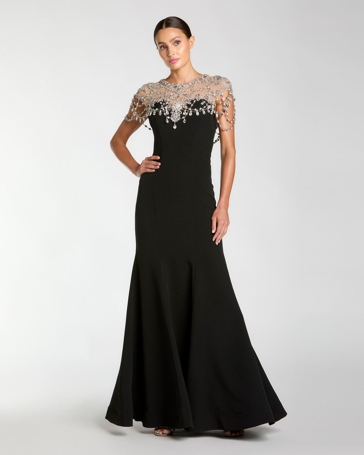 Mac Duggal Black Crystal Embellished Mermaid Gown